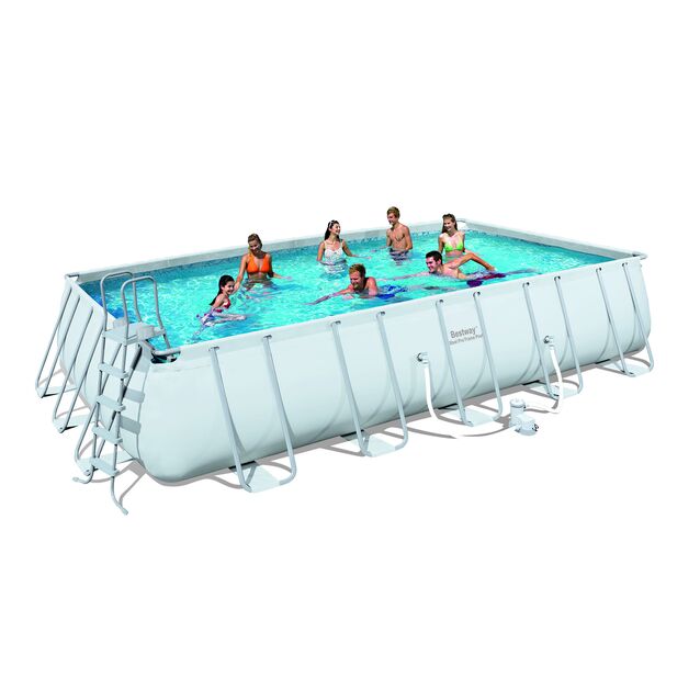 Каркасный бассейн Bestway 56470, фильтр картриджный, лестница, тент, размер 671 × 366 × 132 см