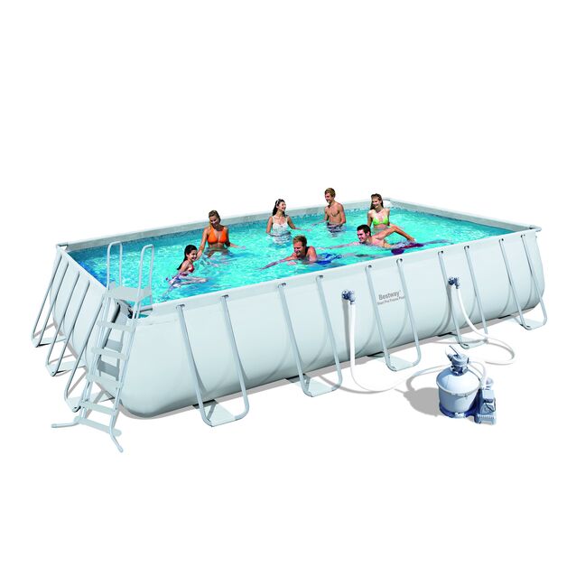 Каркасный бассейн Bestway 56278, фильтр песочный, лестница, подстилка, тент, размер 671 × 366 × 132 см