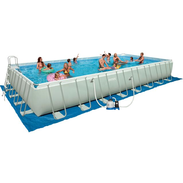 Каркасный бассейн Intex 28376, фильтр песочный, лестница, подстилка, тент, размер 975 × 488 × 132 см